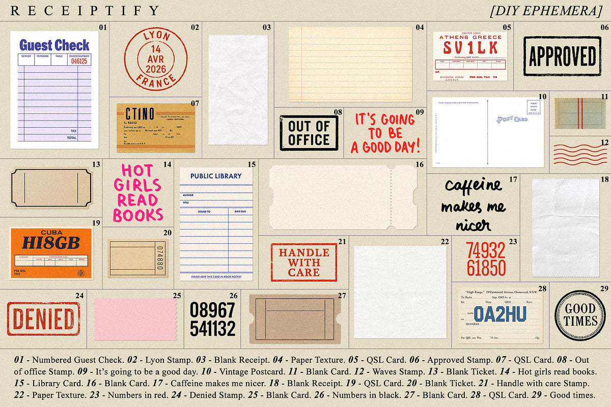 Receiptify - Vintage Ephemera Pack