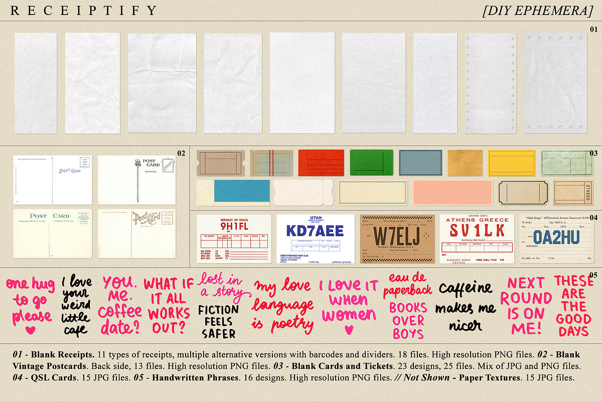 Receiptify - Vintage Ephemera Pack