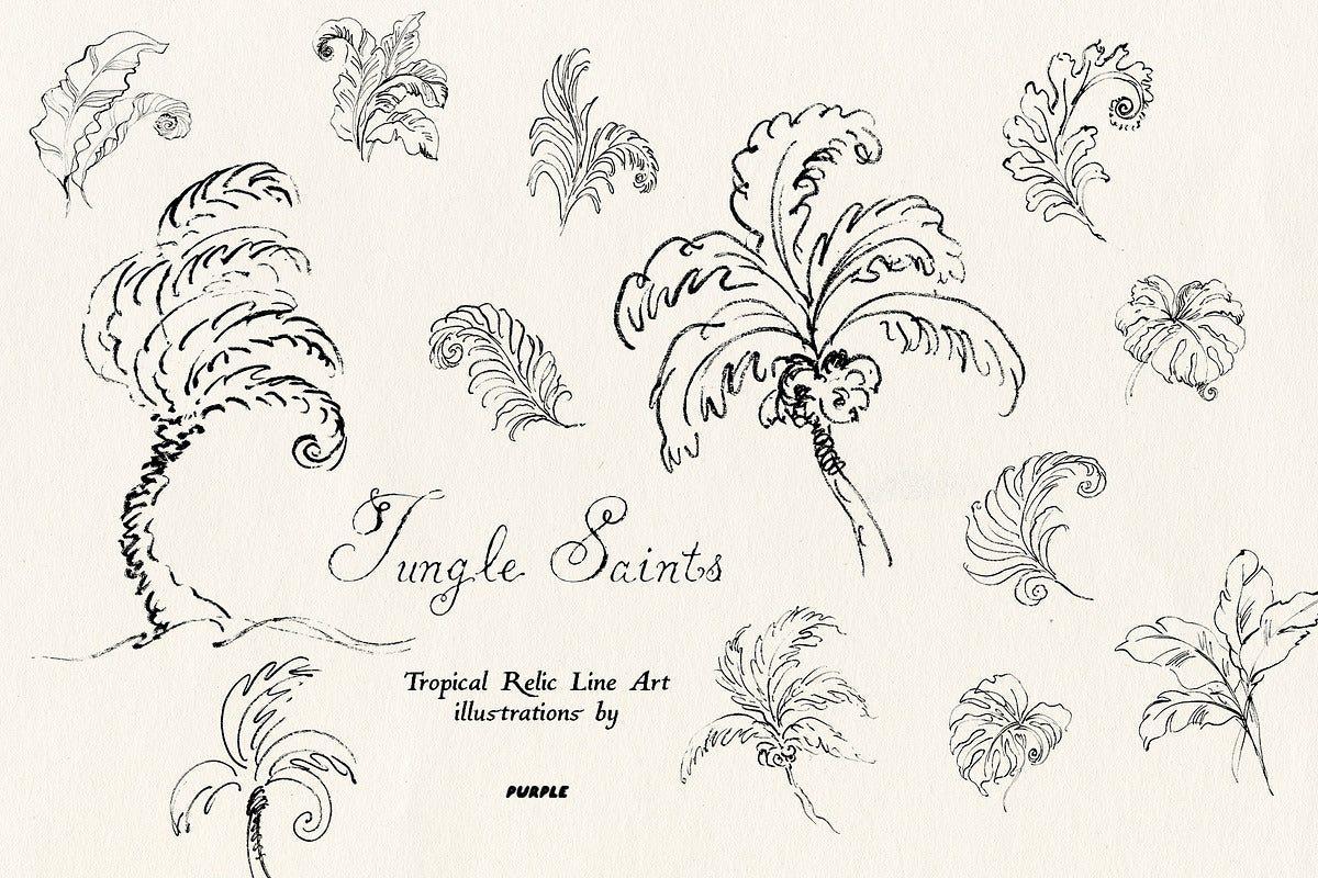 Jungle Saints: Tropical Line Art